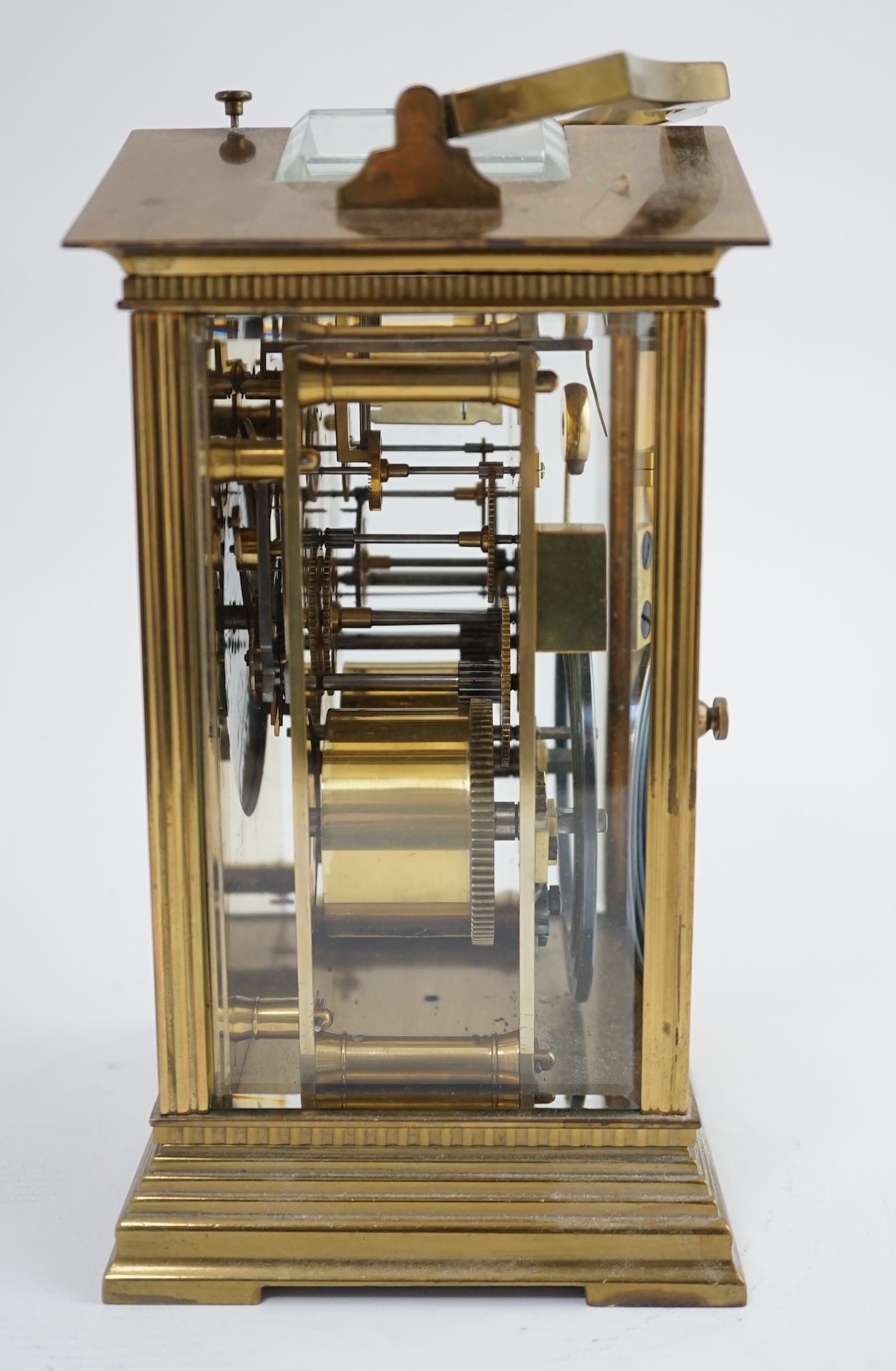 A large late 19th century French hour repeating carriage clock